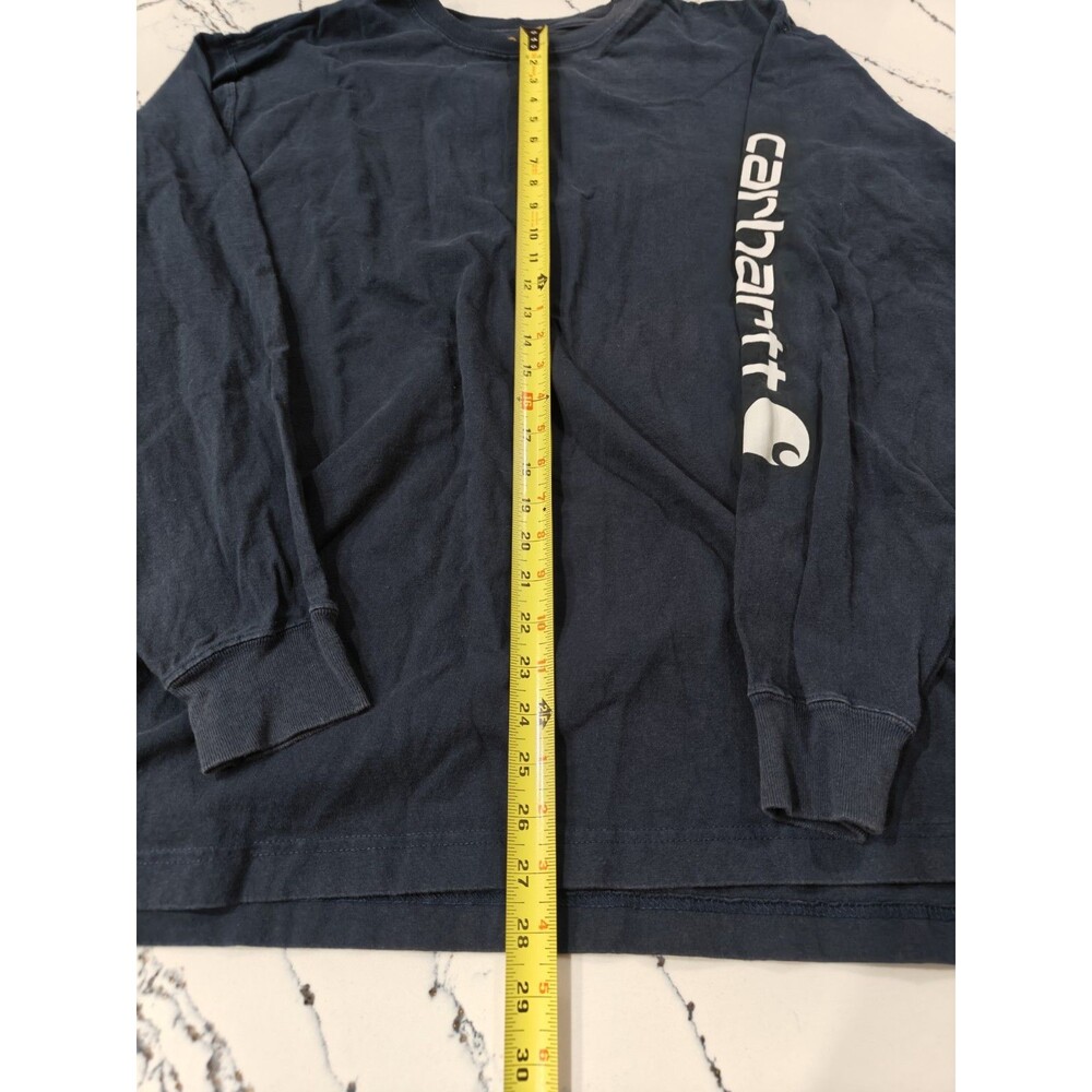 Carhartt Men's Workwear Navy Blue Long-Sleeve Graphic Logo T-Shirt XL Original - Picture 4 of 9